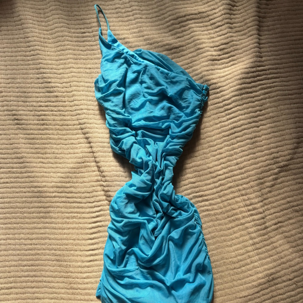Blue one shoulder dress